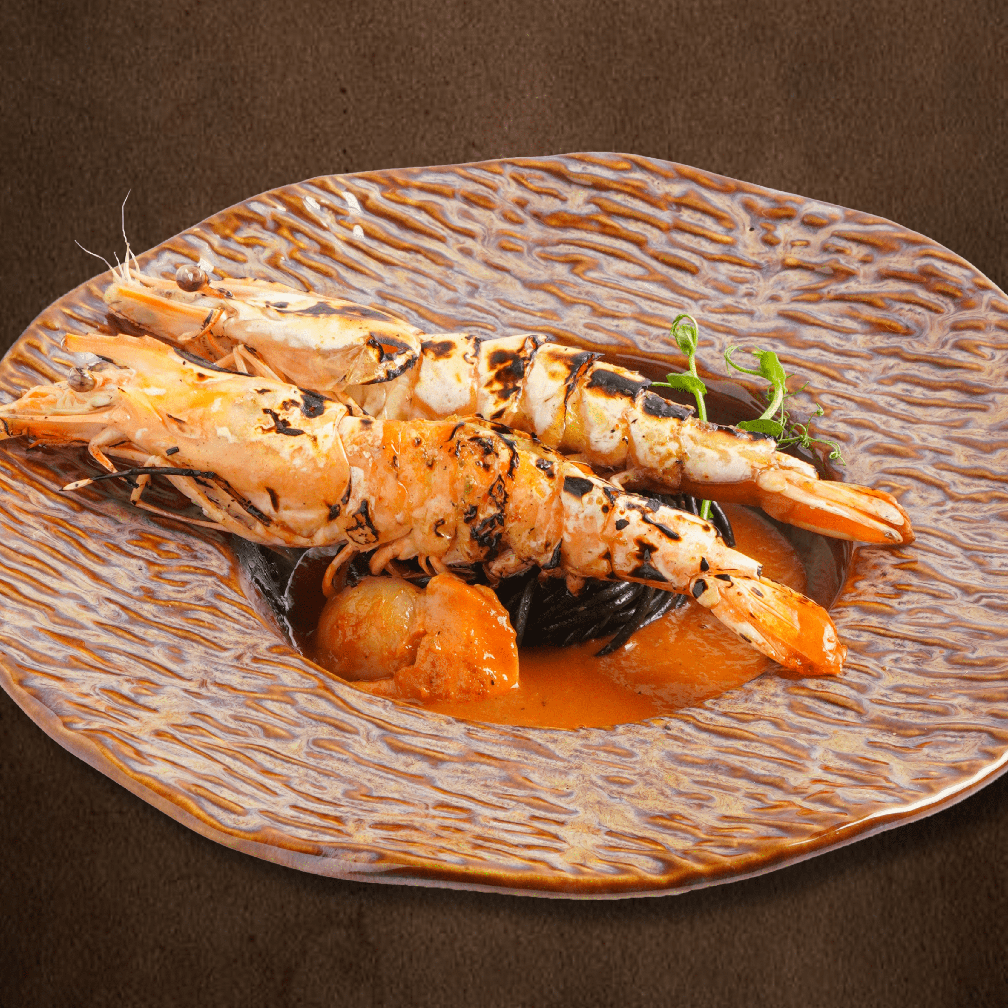 Grilled Tiger Prawns Pasta
